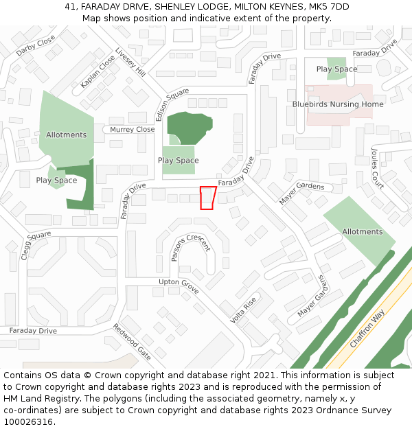 41, FARADAY DRIVE, SHENLEY LODGE, MILTON KEYNES, MK5 7DD: Location map and indicative extent of plot