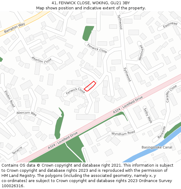 41, FENWICK CLOSE, WOKING, GU21 3BY: Location map and indicative extent of plot