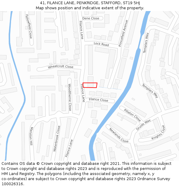 41, FILANCE LANE, PENKRIDGE, STAFFORD, ST19 5HJ: Location map and indicative extent of plot