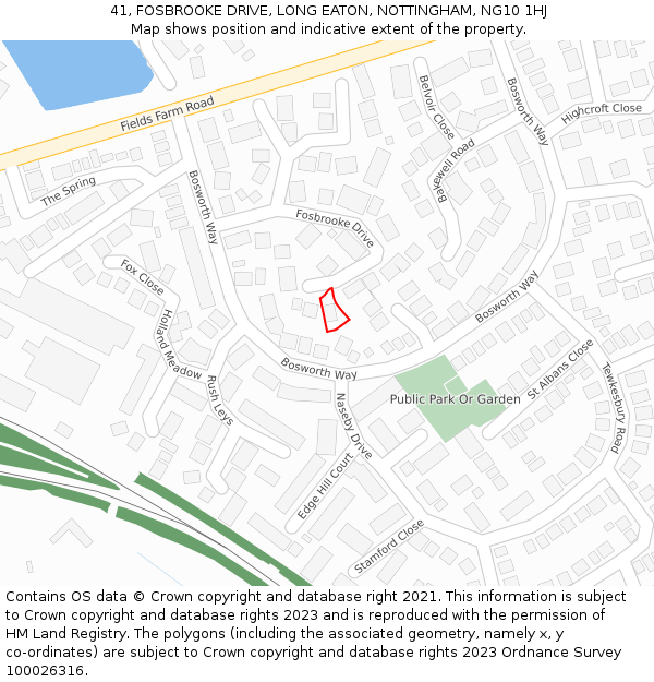 41, FOSBROOKE DRIVE, LONG EATON, NOTTINGHAM, NG10 1HJ: Location map and indicative extent of plot