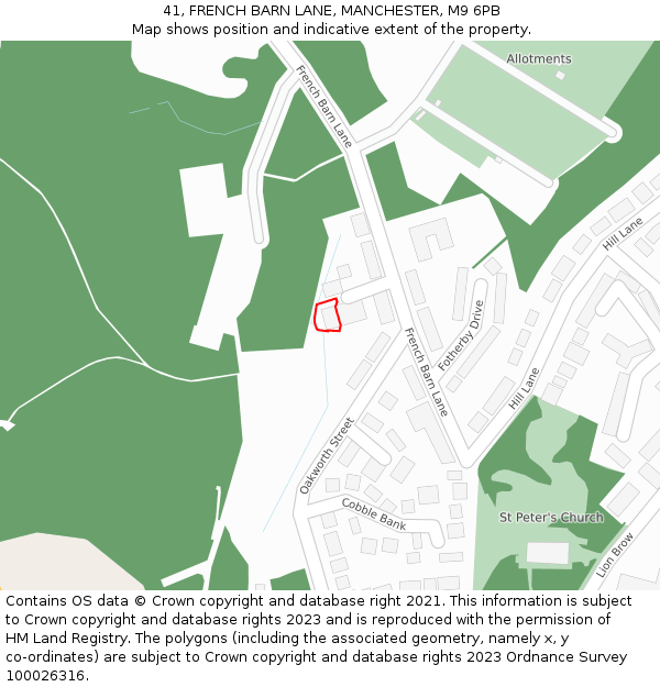 41, FRENCH BARN LANE, MANCHESTER, M9 6PB: Location map and indicative extent of plot