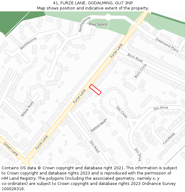 41, FURZE LANE, GODALMING, GU7 3NP: Location map and indicative extent of plot