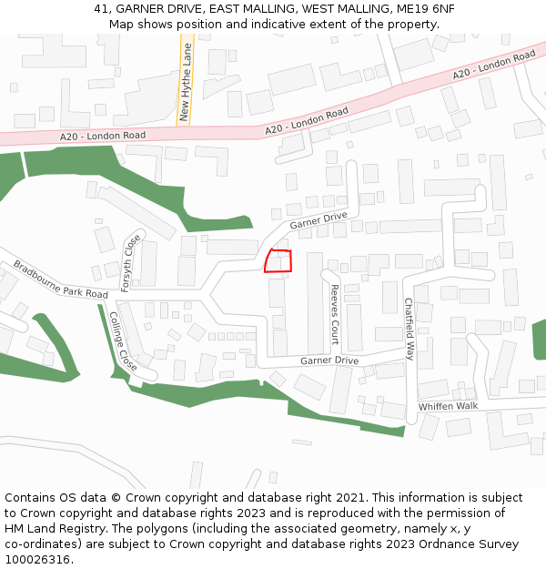 41, GARNER DRIVE, EAST MALLING, WEST MALLING, ME19 6NF: Location map and indicative extent of plot