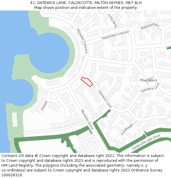 41, GATEWICK LANE, CALDECOTTE, MILTON KEYNES, MK7 8LH: Location map and indicative extent of plot