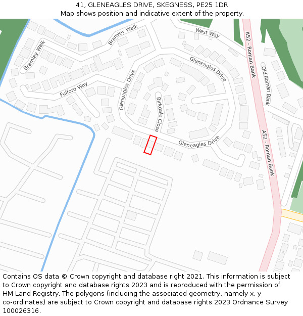 41, GLENEAGLES DRIVE, SKEGNESS, PE25 1DR: Location map and indicative extent of plot