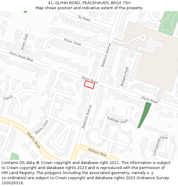 41, GLYNN ROAD, PEACEHAVEN, BN10 7SH: Location map and indicative extent of plot