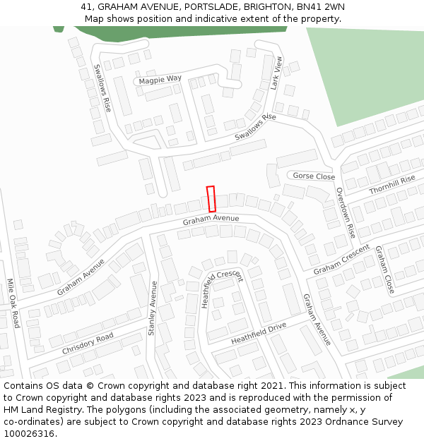 41, GRAHAM AVENUE, PORTSLADE, BRIGHTON, BN41 2WN: Location map and indicative extent of plot