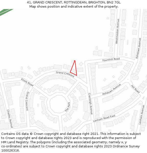 41, GRAND CRESCENT, ROTTINGDEAN, BRIGHTON, BN2 7GL: Location map and indicative extent of plot