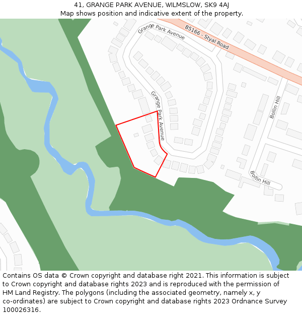 41, GRANGE PARK AVENUE, WILMSLOW, SK9 4AJ: Location map and indicative extent of plot