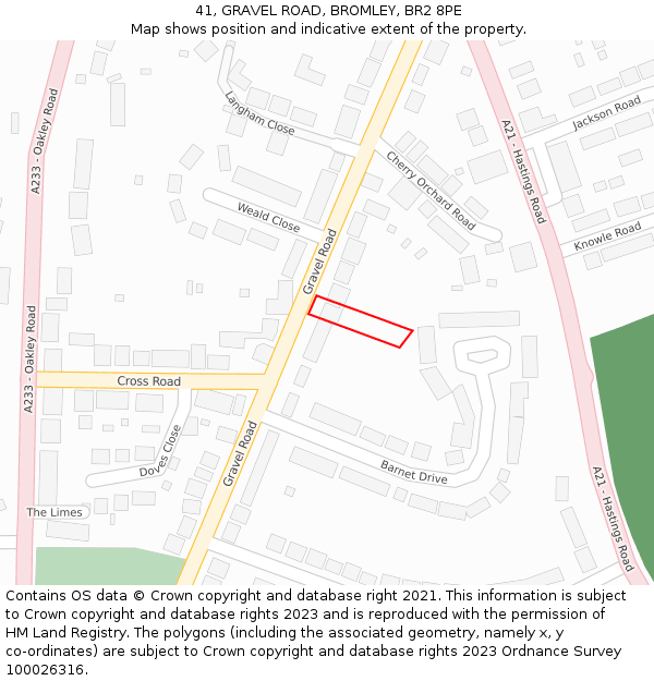 41, GRAVEL ROAD, BROMLEY, BR2 8PE: Location map and indicative extent of plot