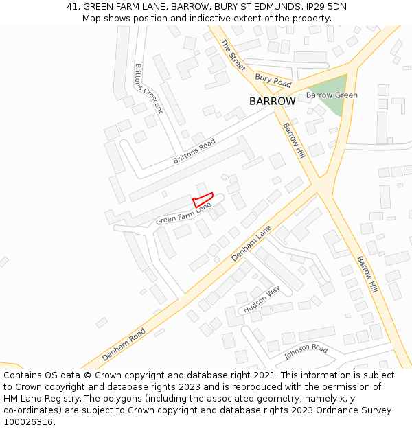 41, GREEN FARM LANE, BARROW, BURY ST EDMUNDS, IP29 5DN: Location map and indicative extent of plot