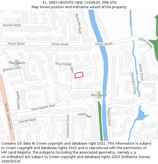 41, GREY HEIGHTS VIEW, CHORLEY, PR6 0TN: Location map and indicative extent of plot