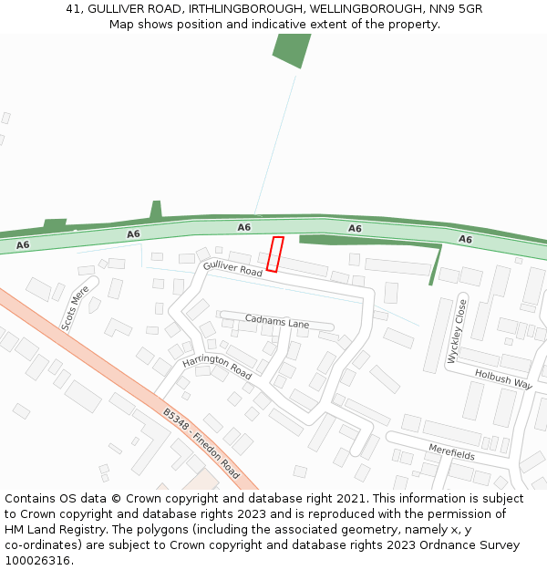 41, GULLIVER ROAD, IRTHLINGBOROUGH, WELLINGBOROUGH, NN9 5GR: Location map and indicative extent of plot