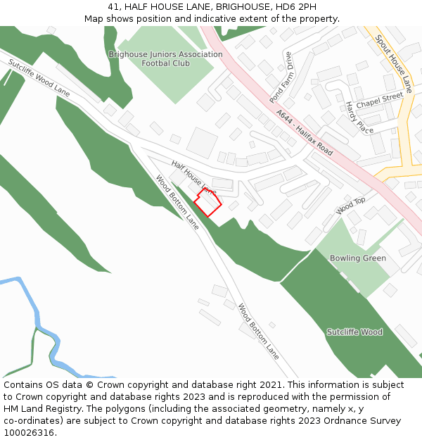 41, HALF HOUSE LANE, BRIGHOUSE, HD6 2PH: Location map and indicative extent of plot