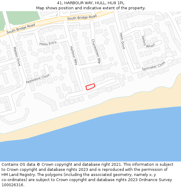 41, HARBOUR WAY, HULL, HU9 1PL: Location map and indicative extent of plot