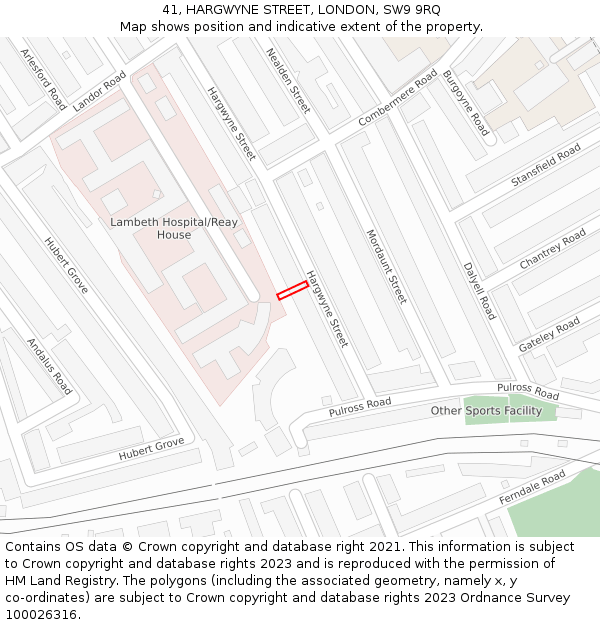 41, HARGWYNE STREET, LONDON, SW9 9RQ: Location map and indicative extent of plot