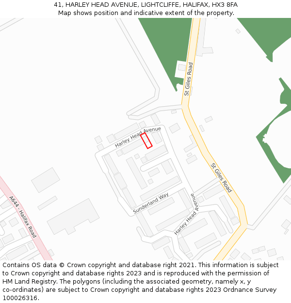 41, HARLEY HEAD AVENUE, LIGHTCLIFFE, HALIFAX, HX3 8FA: Location map and indicative extent of plot