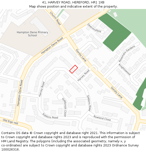 41, HARVEY ROAD, HEREFORD, HR1 1XB: Location map and indicative extent of plot