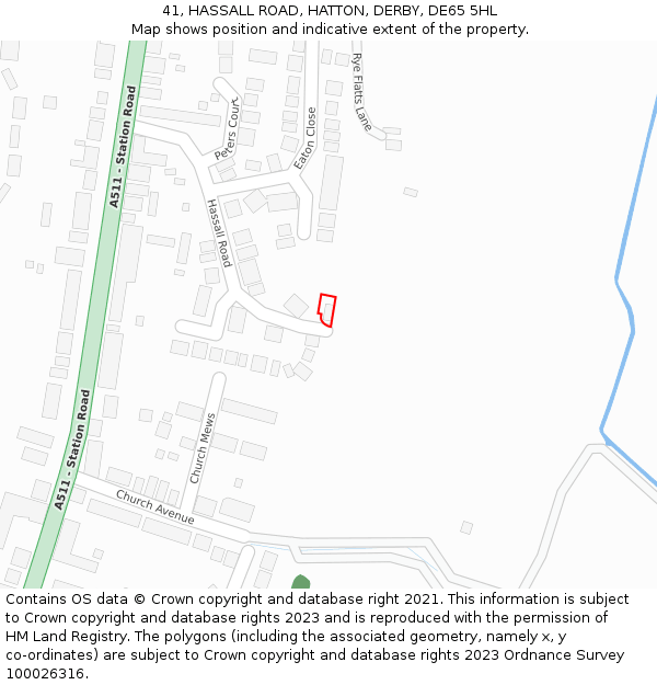 41, HASSALL ROAD, HATTON, DERBY, DE65 5HL: Location map and indicative extent of plot