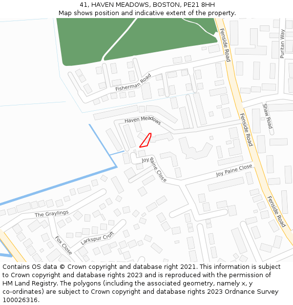 41, HAVEN MEADOWS, BOSTON, PE21 8HH: Location map and indicative extent of plot