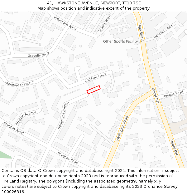 41, HAWKSTONE AVENUE, NEWPORT, TF10 7SE: Location map and indicative extent of plot