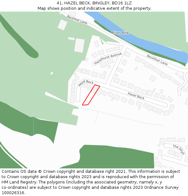 41, HAZEL BECK, BINGLEY, BD16 1LZ: Location map and indicative extent of plot