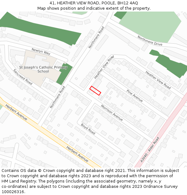 41, HEATHER VIEW ROAD, POOLE, BH12 4AQ: Location map and indicative extent of plot