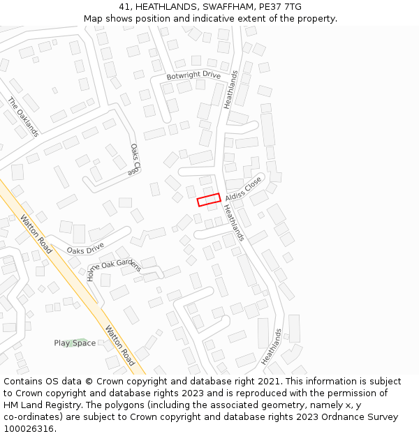 41, HEATHLANDS, SWAFFHAM, PE37 7TG: Location map and indicative extent of plot
