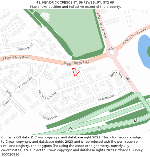 41, HENDRICK CRESCENT, SHREWSBURY, SY2 6JF: Location map and indicative extent of plot