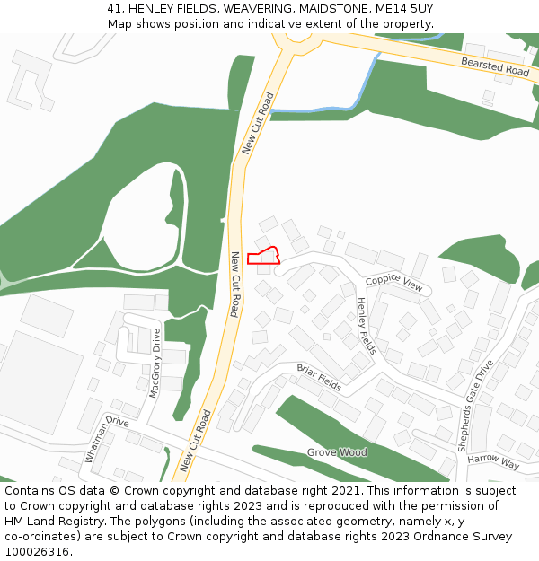 41, HENLEY FIELDS, WEAVERING, MAIDSTONE, ME14 5UY: Location map and indicative extent of plot