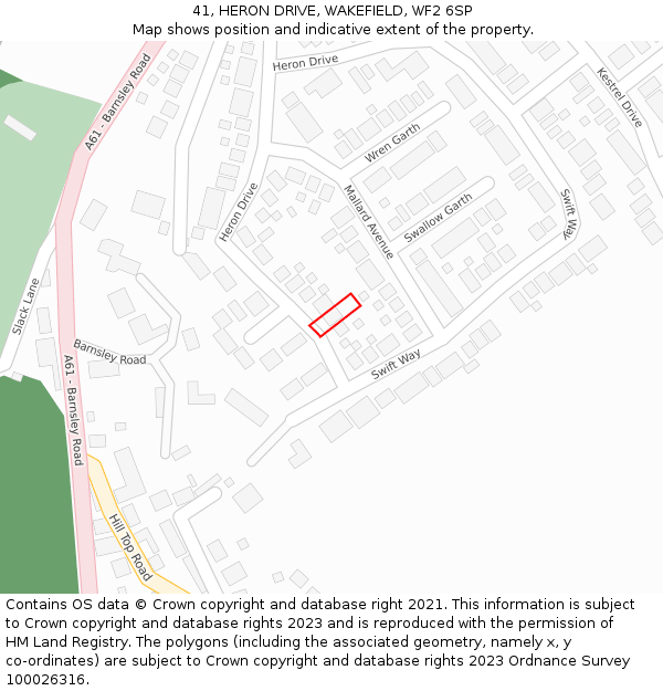 41, HERON DRIVE, WAKEFIELD, WF2 6SP: Location map and indicative extent of plot