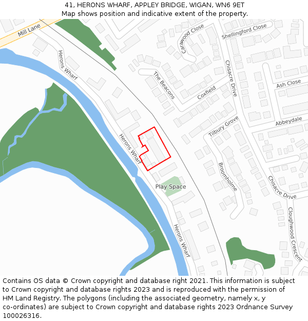 41, HERONS WHARF, APPLEY BRIDGE, WIGAN, WN6 9ET: Location map and indicative extent of plot