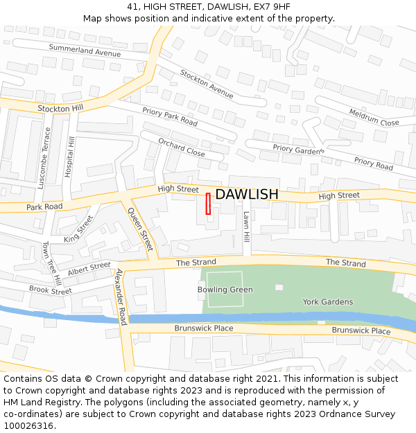 41, HIGH STREET, DAWLISH, EX7 9HF: Location map and indicative extent of plot