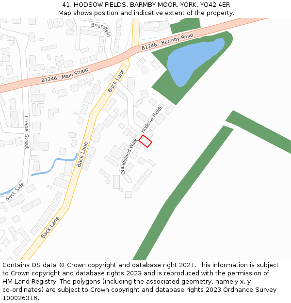 41, HODSOW FIELDS, BARMBY MOOR, YORK, YO42 4ER: Location map and indicative extent of plot