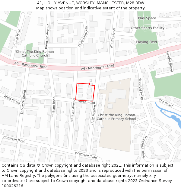 41, HOLLY AVENUE, WORSLEY, MANCHESTER, M28 3DW: Location map and indicative extent of plot