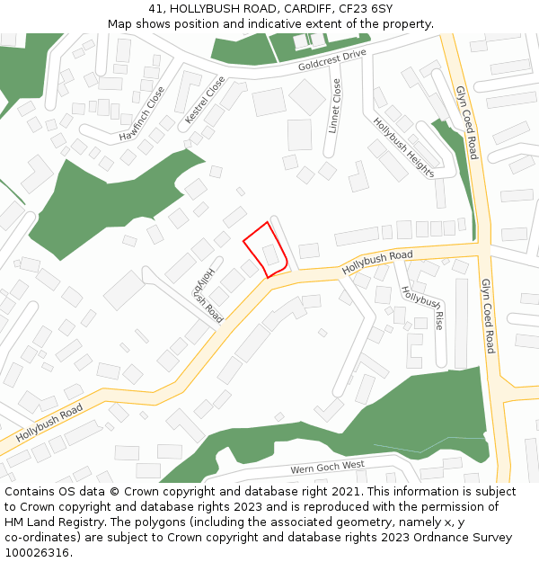 41, HOLLYBUSH ROAD, CARDIFF, CF23 6SY: Location map and indicative extent of plot