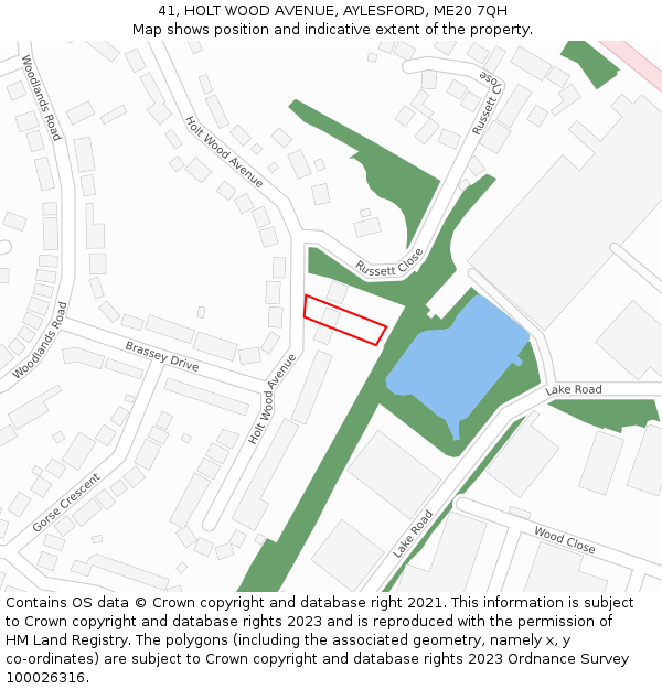 41, HOLT WOOD AVENUE, AYLESFORD, ME20 7QH: Location map and indicative extent of plot