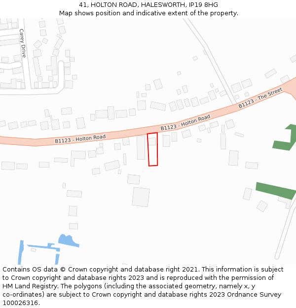 41, HOLTON ROAD, HALESWORTH, IP19 8HG: Location map and indicative extent of plot