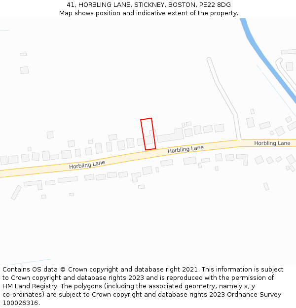 41, HORBLING LANE, STICKNEY, BOSTON, PE22 8DG: Location map and indicative extent of plot