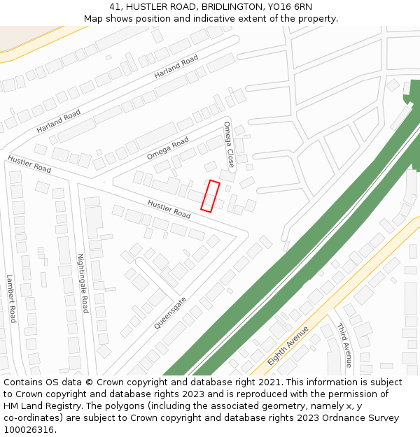 41, HUSTLER ROAD, BRIDLINGTON, YO16 6RN: Location map and indicative extent of plot