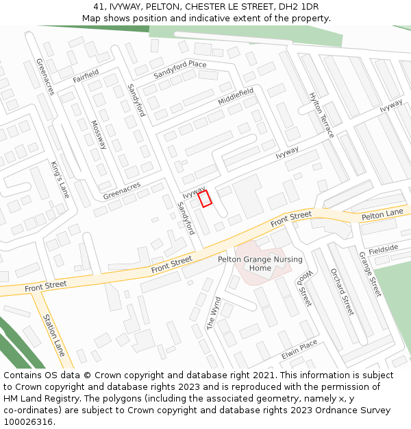 41, IVYWAY, PELTON, CHESTER LE STREET, DH2 1DR: Location map and indicative extent of plot