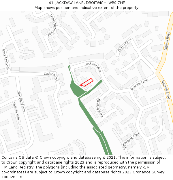 41, JACKDAW LANE, DROITWICH, WR9 7HE: Location map and indicative extent of plot