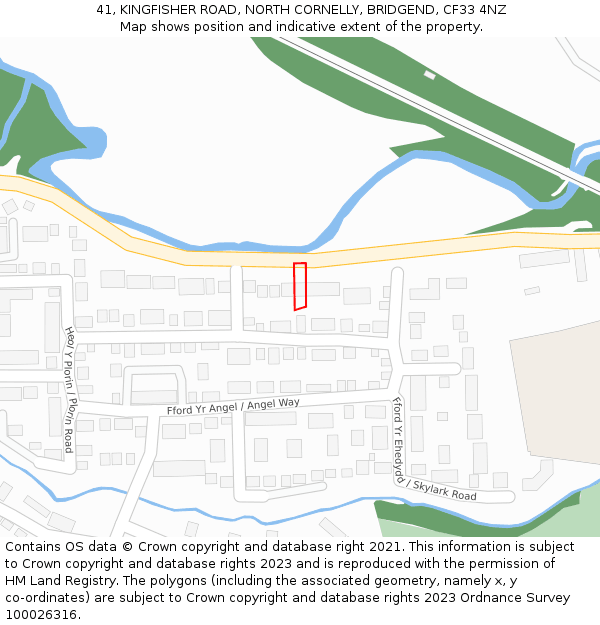 41, KINGFISHER ROAD, NORTH CORNELLY, BRIDGEND, CF33 4NZ: Location map and indicative extent of plot