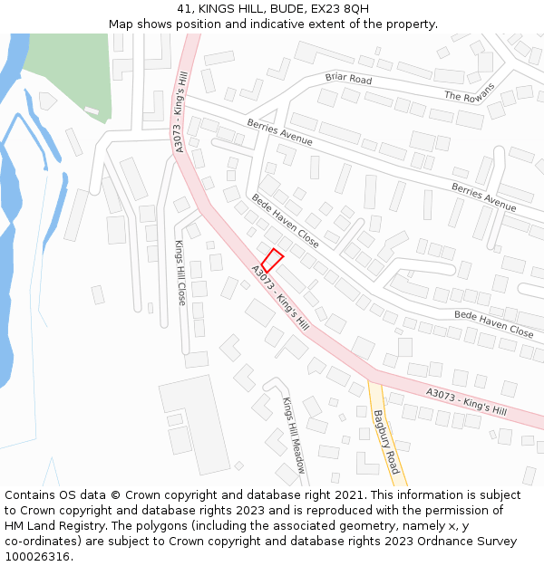 41, KINGS HILL, BUDE, EX23 8QH: Location map and indicative extent of plot