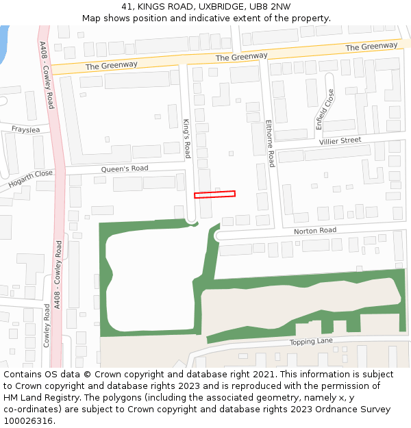 41, KINGS ROAD, UXBRIDGE, UB8 2NW: Location map and indicative extent of plot