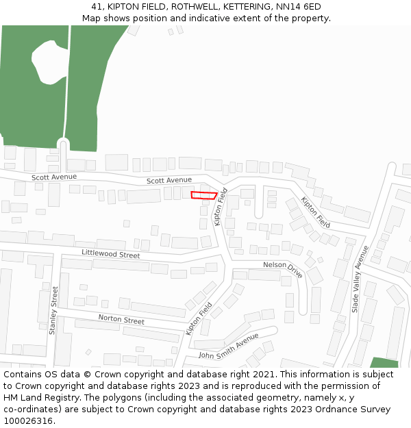 41, KIPTON FIELD, ROTHWELL, KETTERING, NN14 6ED: Location map and indicative extent of plot