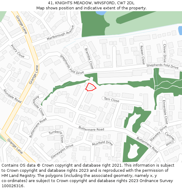 41, KNIGHTS MEADOW, WINSFORD, CW7 2DL: Location map and indicative extent of plot
