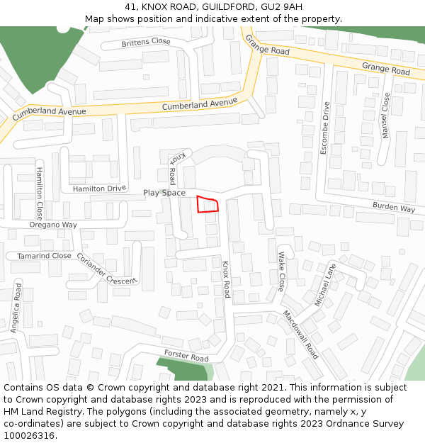 41, KNOX ROAD, GUILDFORD, GU2 9AH: Location map and indicative extent of plot