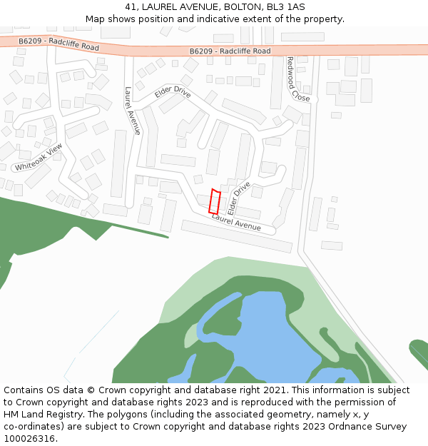 41, LAUREL AVENUE, BOLTON, BL3 1AS: Location map and indicative extent of plot