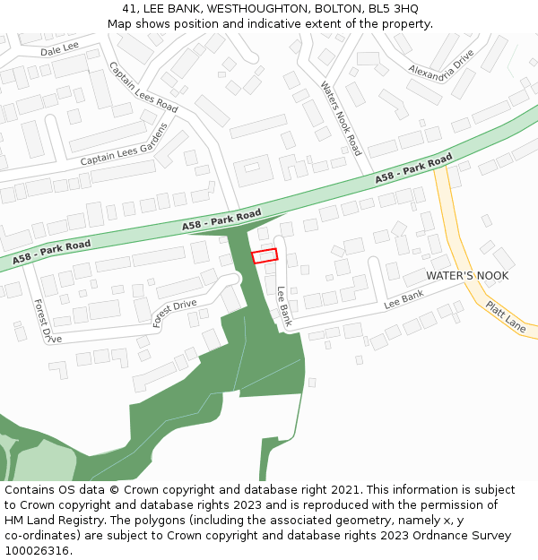 41, LEE BANK, WESTHOUGHTON, BOLTON, BL5 3HQ: Location map and indicative extent of plot